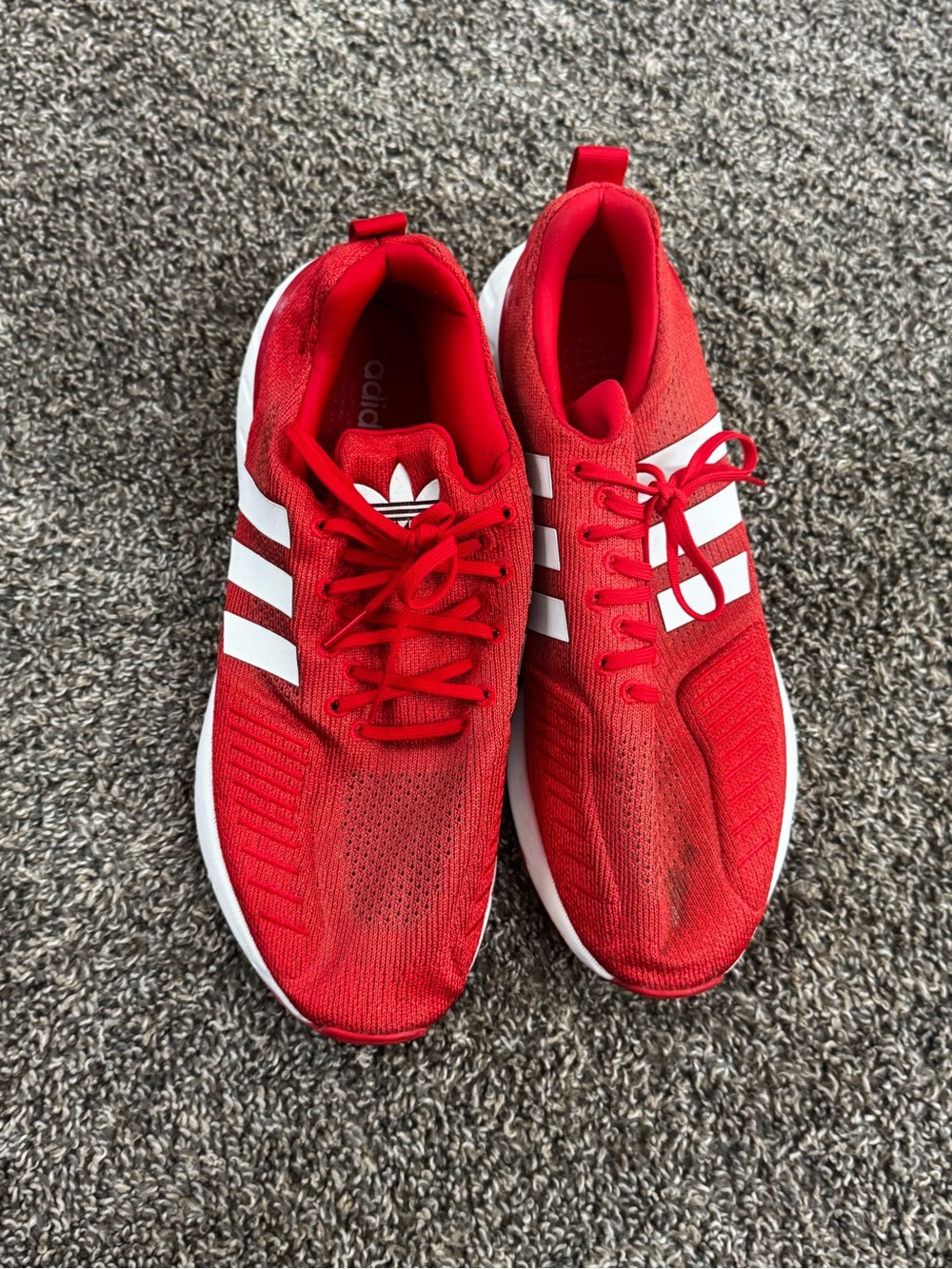 adidas Red Running Sneakers with White Three Stripes